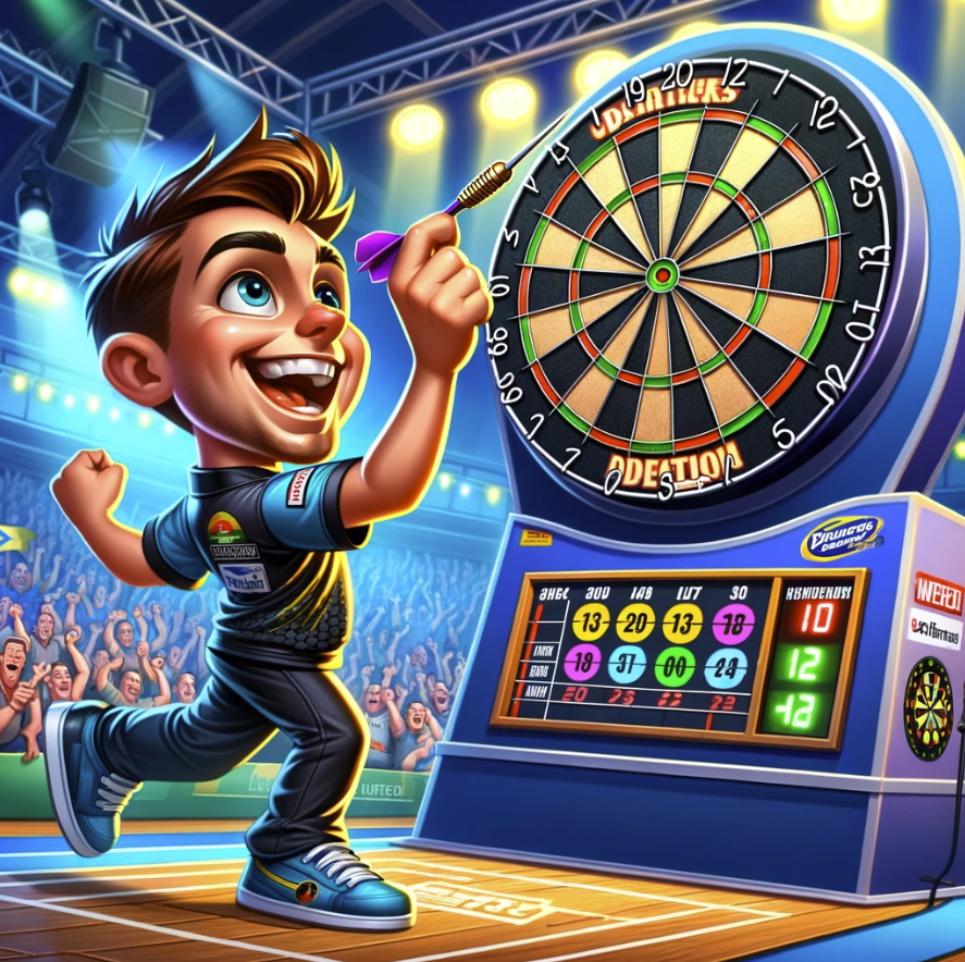 image depicting a professional darts tournament