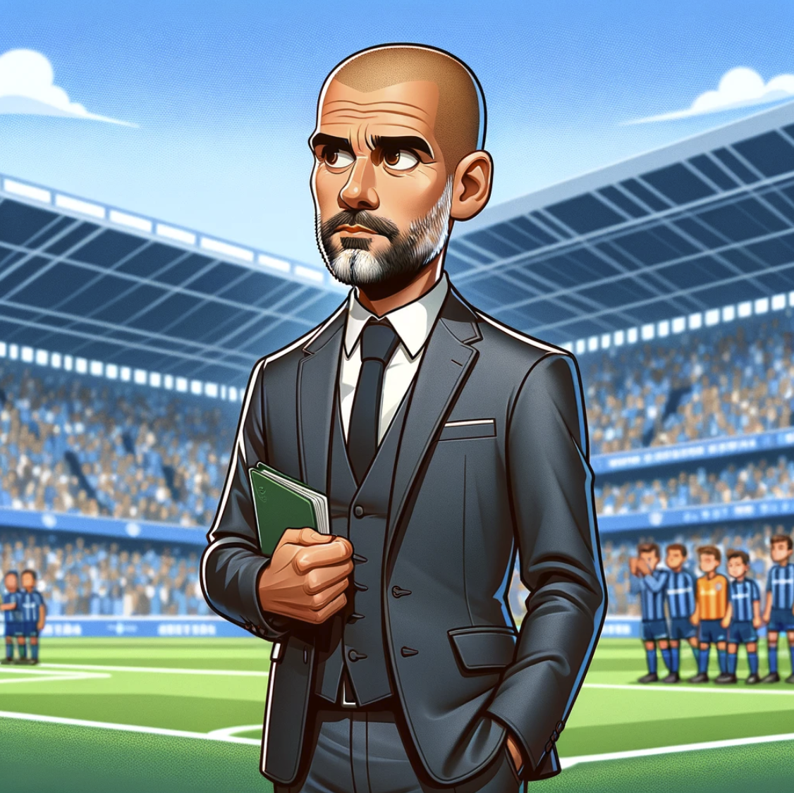 image inspired by a famous football manager, reminiscent of Pep Guardiola's style